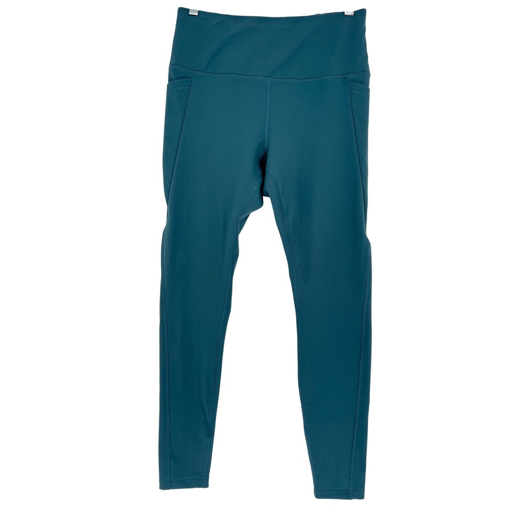 Avalanche Leggings Womens Large Teal Blue Fleece Lined Pockets Hiking Activewear